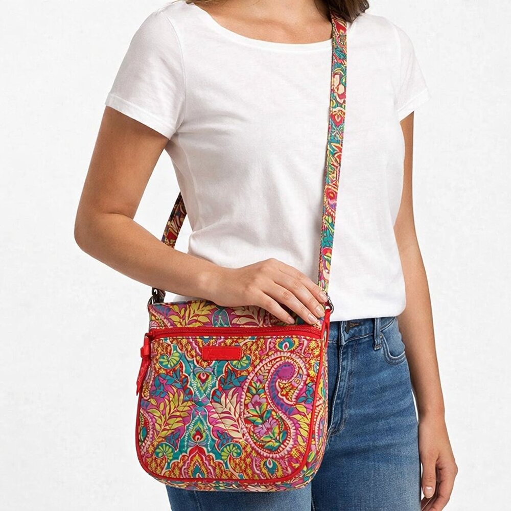 Vera Bradley Triple Zip Hipster Crossbody Bag – Paisley in Paradise Retired 2016